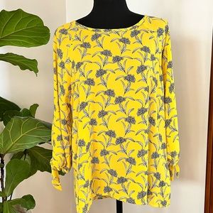 Papermoon Yellow Floral 3/4 Tie Sleeve Blouse
